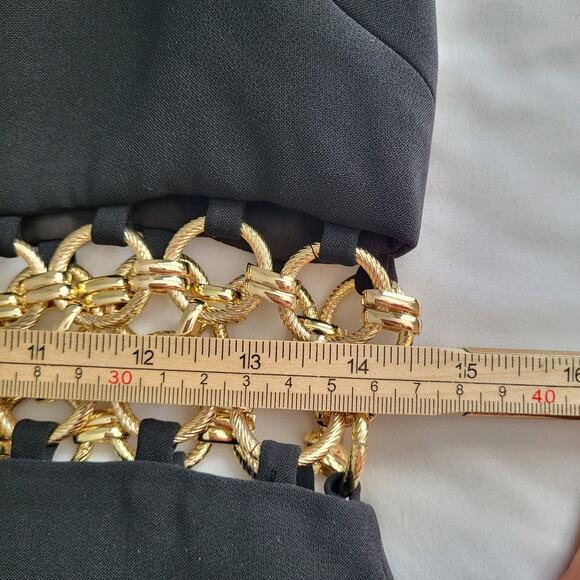 $1311 Alexis Tale Black Midi Dress Dress Golden Ring Chain Sz Small - Picture 12 of 16